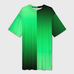 Футболка женская длинная Чёрно-зелёный градиент пополам, цвет: 3D-принт
