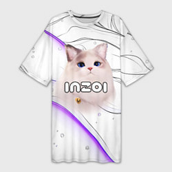Женская длинная футболка Inzoi лого с кошкой
