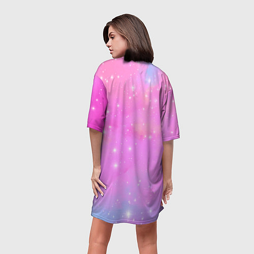 Женская длинная футболка Inzoi розовый фон / 3D-принт – фото 4