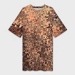 Футболка женская длинная Светлый коричневый абстрактная текстура, цвет: 3D-принт