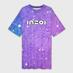 Женская длинная футболка Inzoi фиолетовый фон и блестки