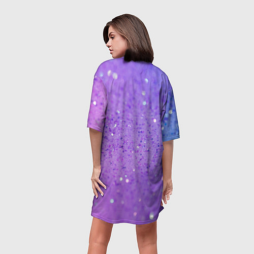 Женская длинная футболка Inzoi фиолетовый фон и блестки / 3D-принт – фото 4