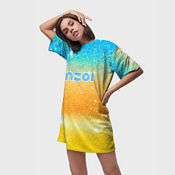 Футболка женская длинная Inzoi лого и блестки, цвет: 3D-принт — фото 2