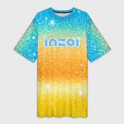 Женская длинная футболка Inzoi лого и блестки