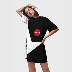 Футболка женская длинная Nasa текстура геометрия, цвет: 3D-принт — фото 2