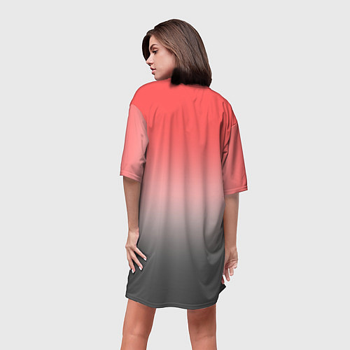 Женская длинная футболка Бледный красно-серый градиент / 3D-принт – фото 4