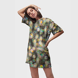 Футболка женская длинная Мерцающие ночные огни боке эффект, цвет: 3D-принт — фото 2