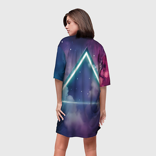 Женская длинная футболка Космос фиолетовый стиль / 3D-принт – фото 4