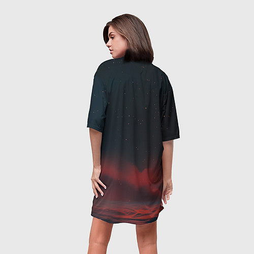 Женская длинная футболка Космонавт на Марсе держит маленькую планету / 3D-принт – фото 4