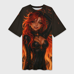 Футболка женская длинная Горячая пиро архонт Мавуика - Genshin Impact, цвет: 3D-принт