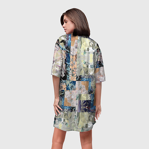 Женская длинная футболка Цветочная геометрическая абстракция / 3D-принт – фото 4