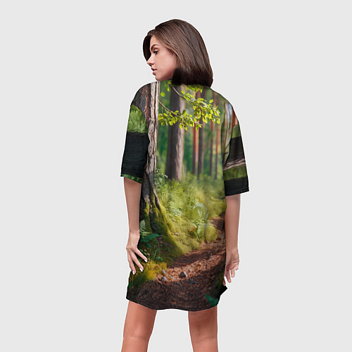 Женская длинная футболка Колобок и лиса / 3D-принт – фото 4