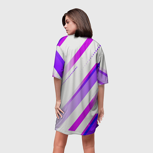 Женская длинная футболка Color white pink / 3D-принт – фото 4