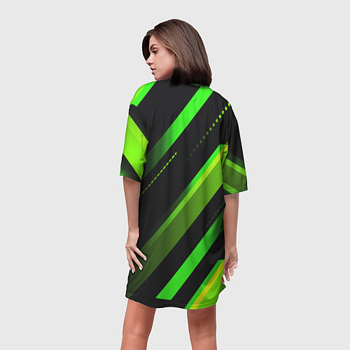 Женская длинная футболка Color black green / 3D-принт – фото 4