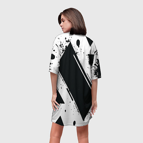 Женская длинная футболка Color black white / 3D-принт – фото 4