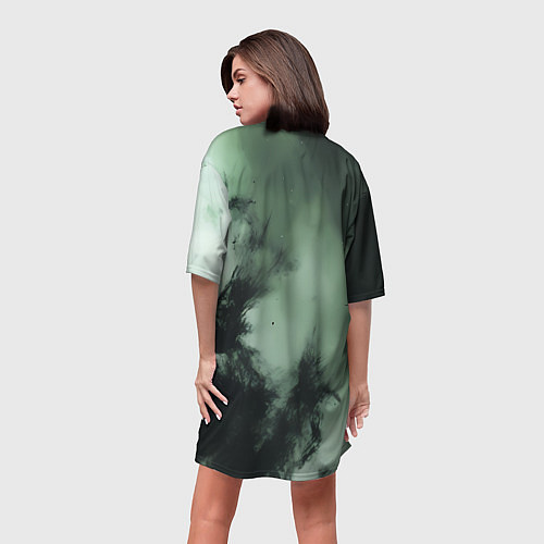 Женская длинная футболка Зеленый скелет космонавта / 3D-принт – фото 4