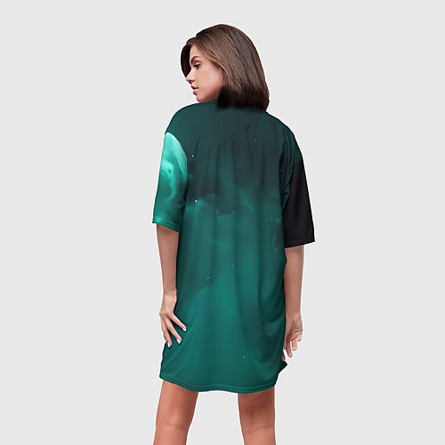 Женская длинная футболка Скелет в космосе / 3D-принт – фото 4