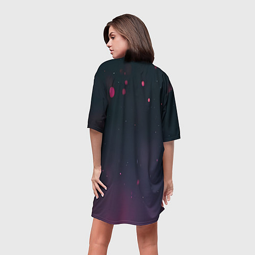 Женская длинная футболка Красный череп в скафандре космонавта / 3D-принт – фото 4