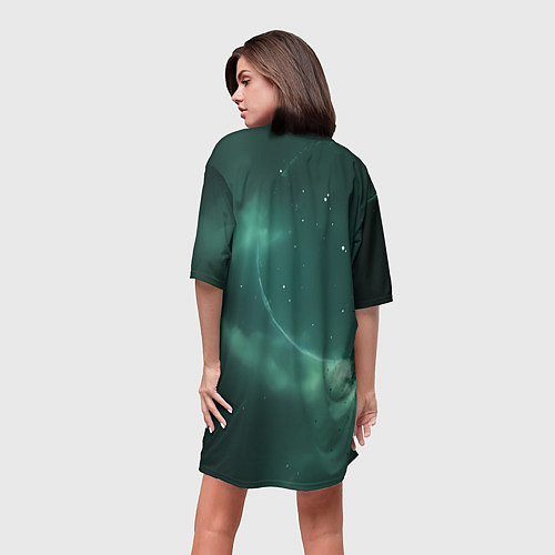 Женская длинная футболка Космический скелет / 3D-принт – фото 4