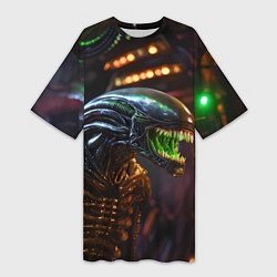 Футболка женская длинная Злой Чужой, цвет: 3D-принт