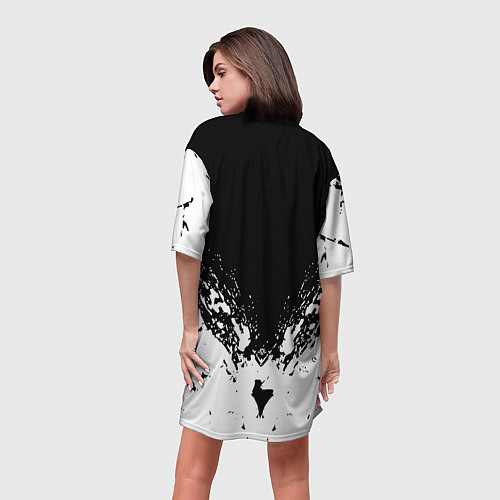 Женская длинная футболка Juventus брызги красок / 3D-принт – фото 4