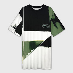 Женская длинная футболка Subaru эмблема