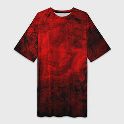 Футболка женская длинная Абстракция - red trash darkness, цвет: 3D-принт