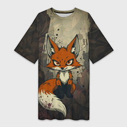 Женская длинная футболка Рыжий лис хитрец