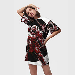 Футболка женская длинная Doom red guardian, цвет: 3D-принт — фото 2