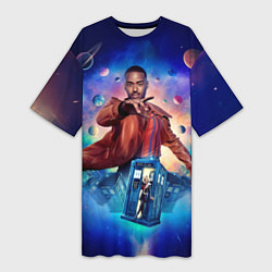 Футболка женская длинная Доктор Кто Шути Гатва, цвет: 3D-принт