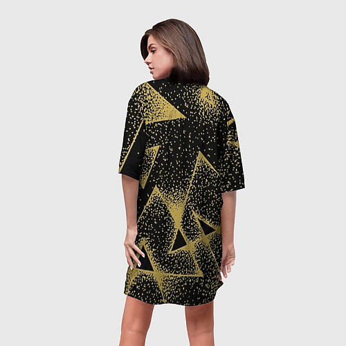 Женская длинная футболка Triangle yellow with dots / 3D-принт – фото 4