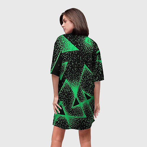 Женская длинная футболка A light green triangle with dots / 3D-принт – фото 4
