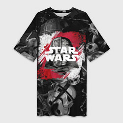 Женская длинная футболка Звездные войны патерн с героями