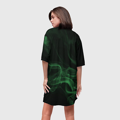 Женская длинная футболка Color smoke green / 3D-принт – фото 4