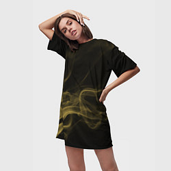Футболка женская длинная Color smoke yellow, цвет: 3D-принт — фото 2