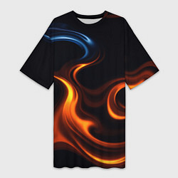 Футболка женская длинная The color is fire orange, цвет: 3D-принт