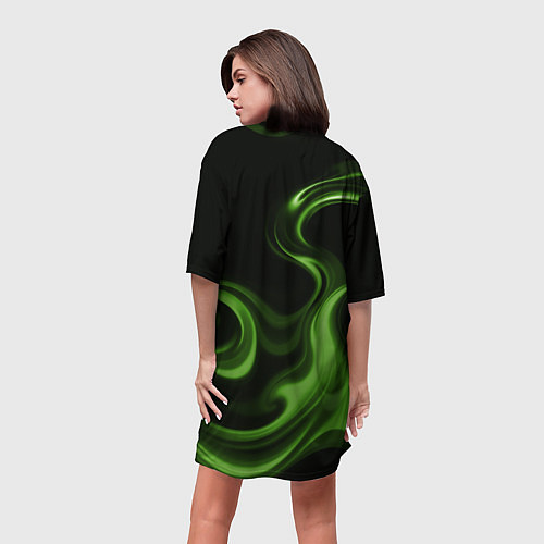 Женская длинная футболка Green black / 3D-принт – фото 4