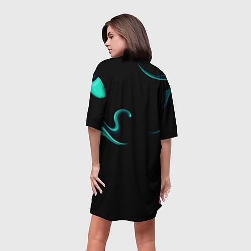 Женская длинная футболка Color light blue abstraction / 3D-принт – фото 4