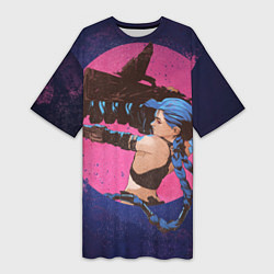 Футболка женская длинная Аркейн Джинкс пушка, цвет: 3D-принт