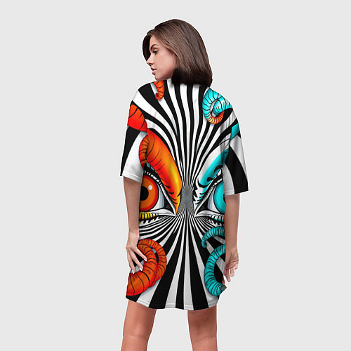 Женская длинная футболка Глаз и щупальца / 3D-принт – фото 4