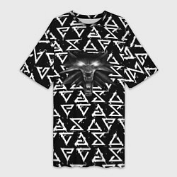 Женская длинная футболка Ведьмак паттерн лого