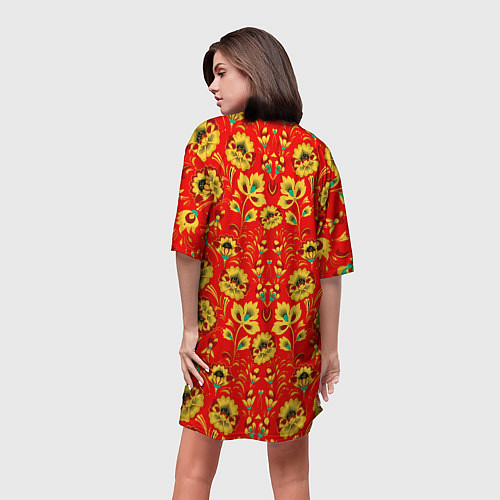 Женская длинная футболка Традиционный русский узор / 3D-принт – фото 4