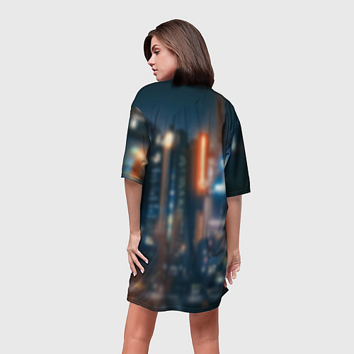 Женская длинная футболка Мужчина в стиле киберпанка / 3D-принт – фото 4