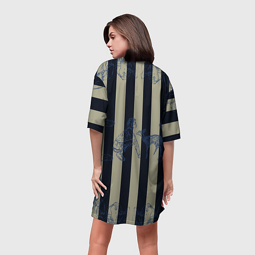 Женская длинная футболка Чёрные полосы / 3D-принт – фото 4