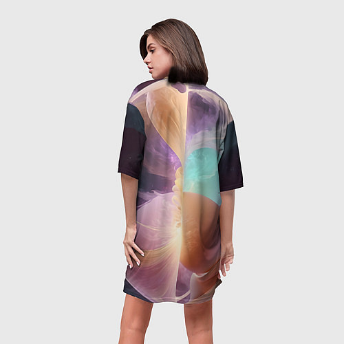 Женская длинная футболка Космическая круглая абстракция / 3D-принт – фото 4