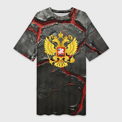 Женская длинная футболка Герб России черные плиты