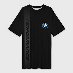 Футболка женская длинная BMW - перфоманс монохром, цвет: 3D-принт
