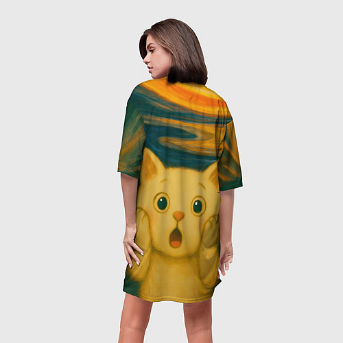 Женская длинная футболка Котёночкин крик / 3D-принт – фото 4