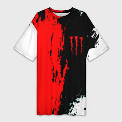 Женская длинная футболка Monster energy краски спорт