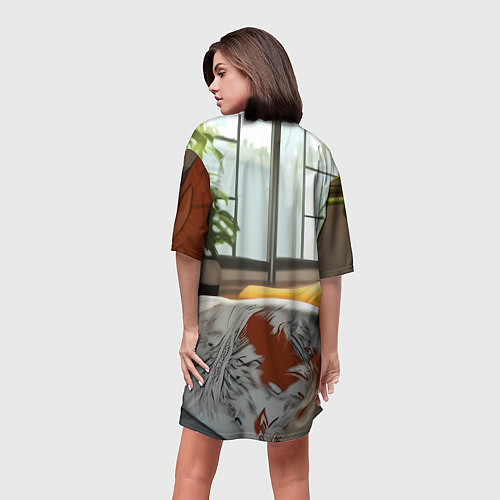 Женская длинная футболка Аниме блондинка дома / 3D-принт – фото 4